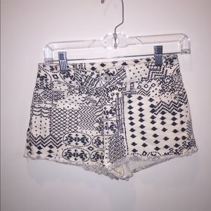 Printed Jean Shorts